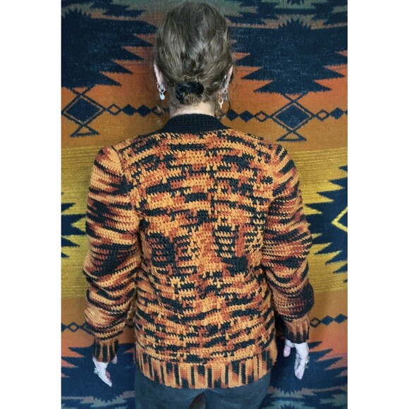 Vintage Handmade Knit Fall Button Up Sweater. OOAK. Medium. Autumn Harvest Vibes - Picture 2 of 15